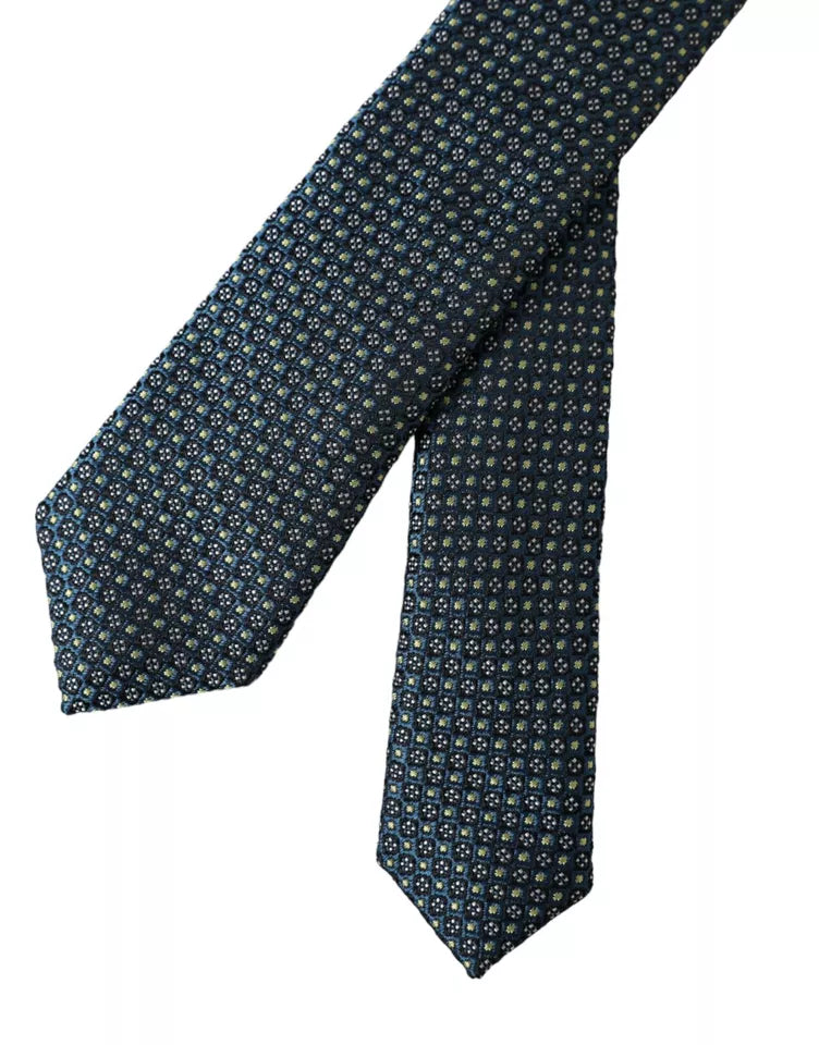 Green Patterned 100% Silk Adjustable Men Tie