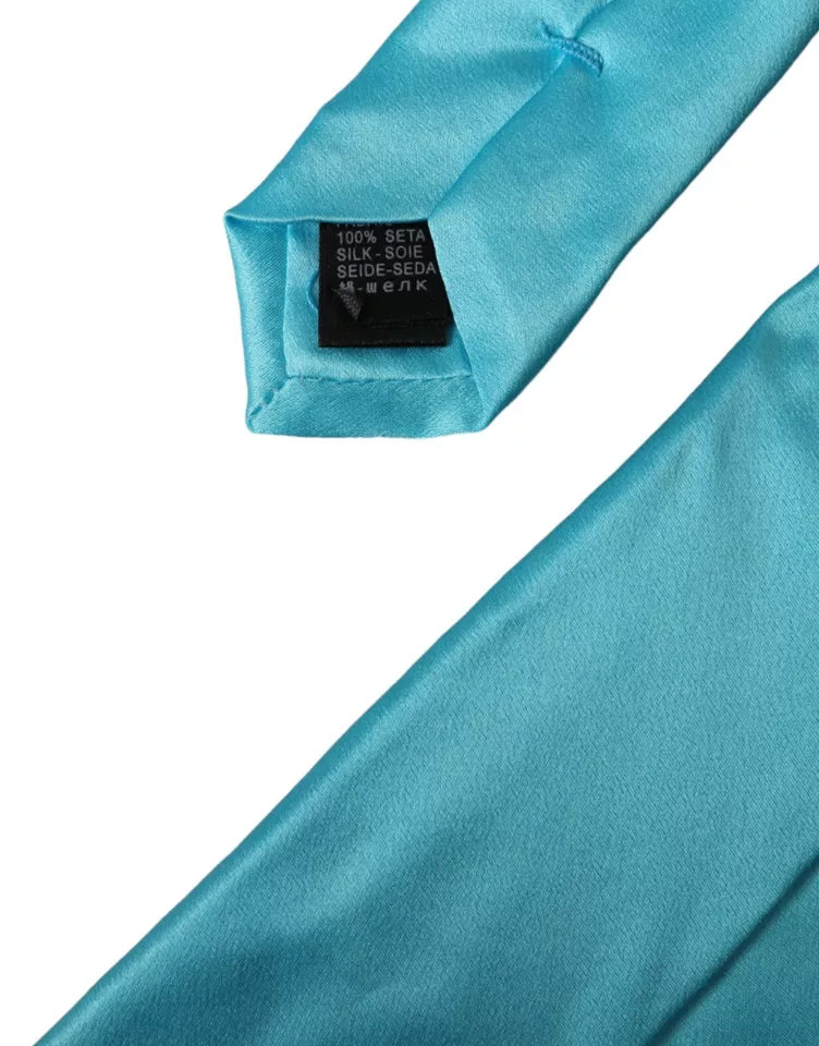 Light Blue Satin Silk Wide Adjustable Men Tie