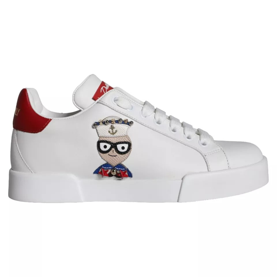 White Patch Calfskin Nappa Portofino Sneakers Shoes