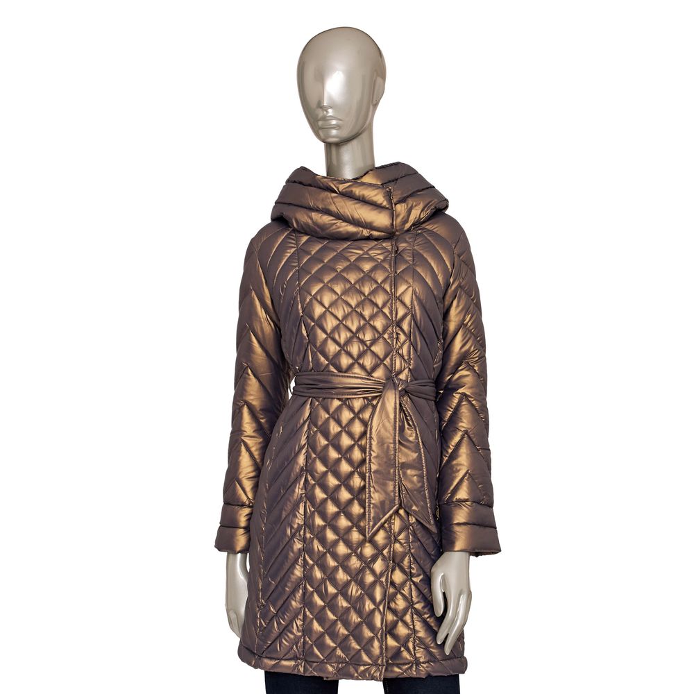 Brown Polyester Women Coat