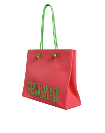 Pink Leather Weekend Wednesday Shopping Tote Bag