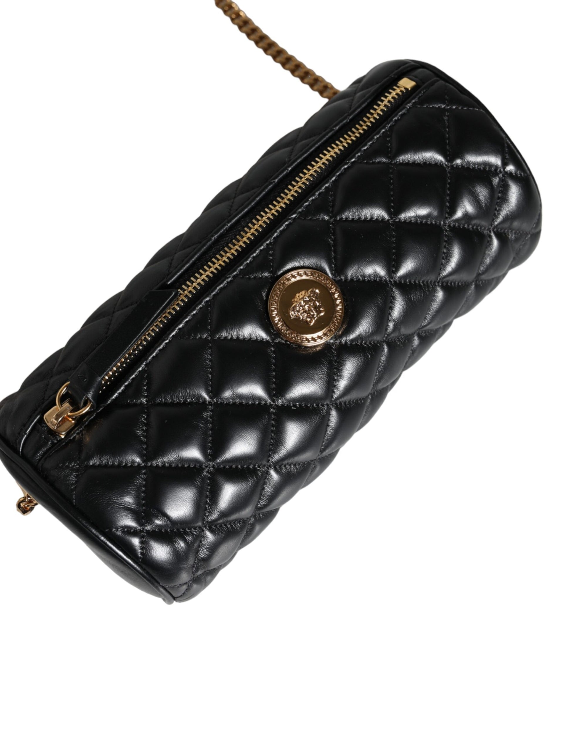 Black Mini Quilted Lambskin Leather Crossbody Sling Bag