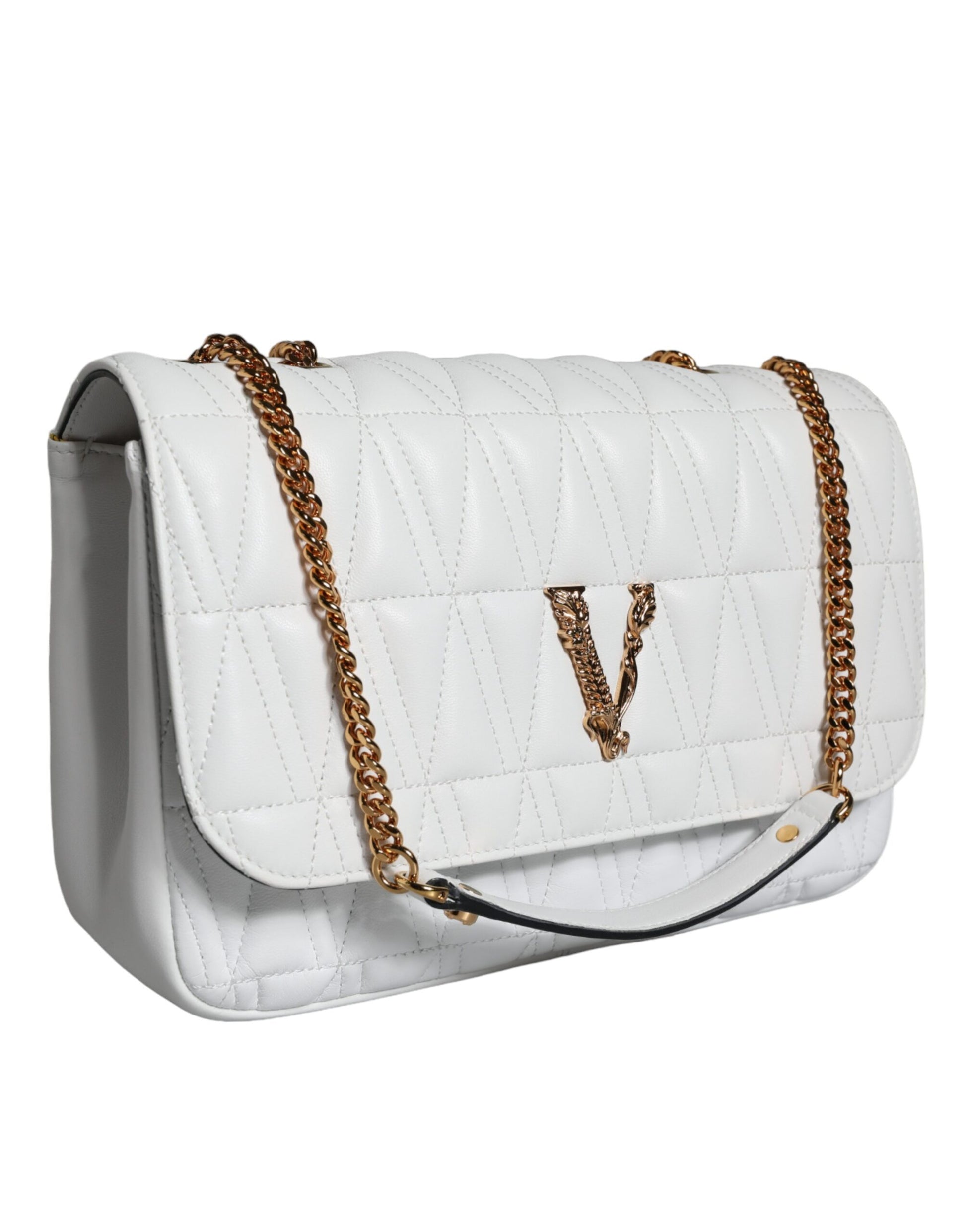 White Mini Nappa Leather Crossbody Shoulder Bag