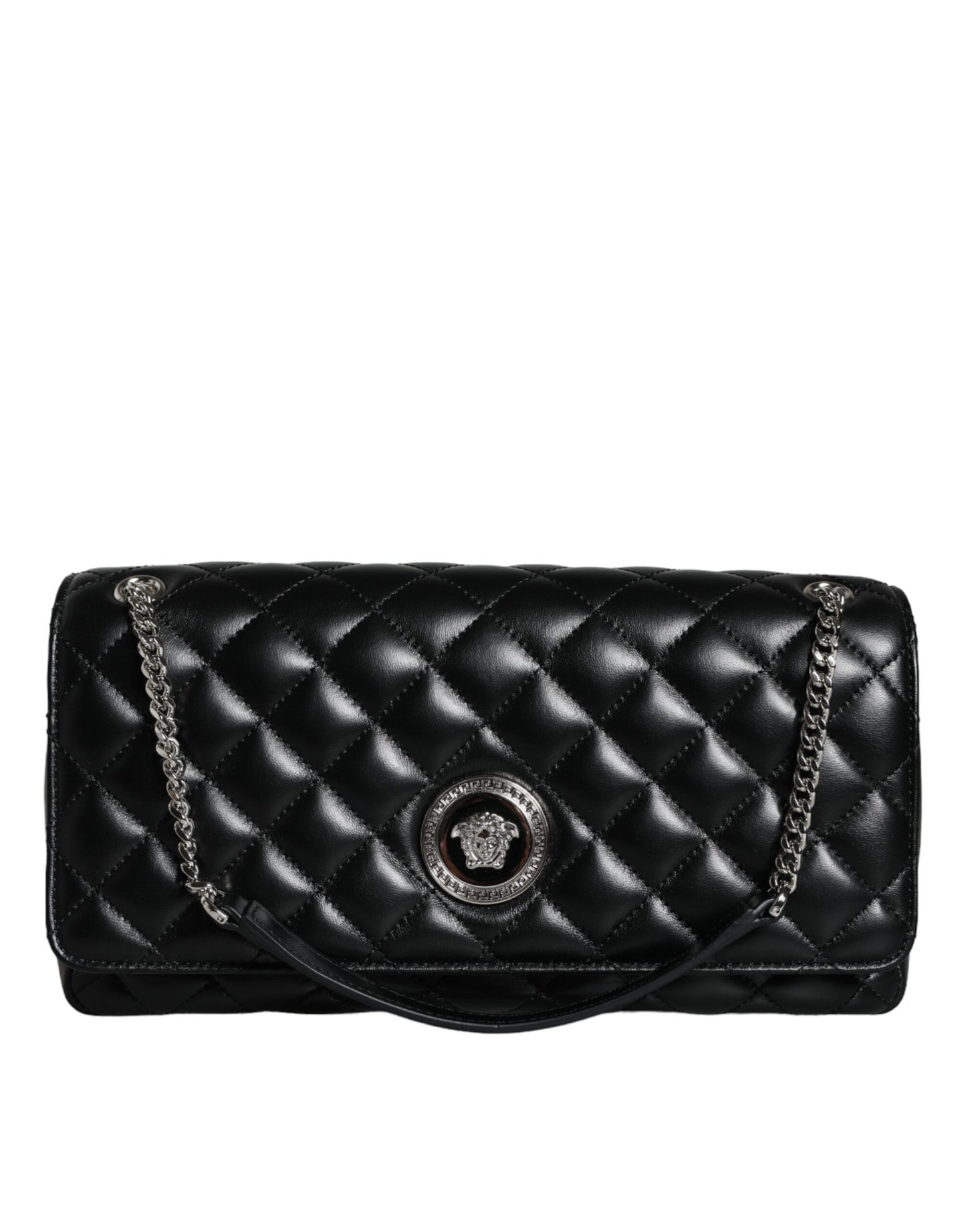 Black Quilted Lambskin Leather Crossbody Shoulder Bag