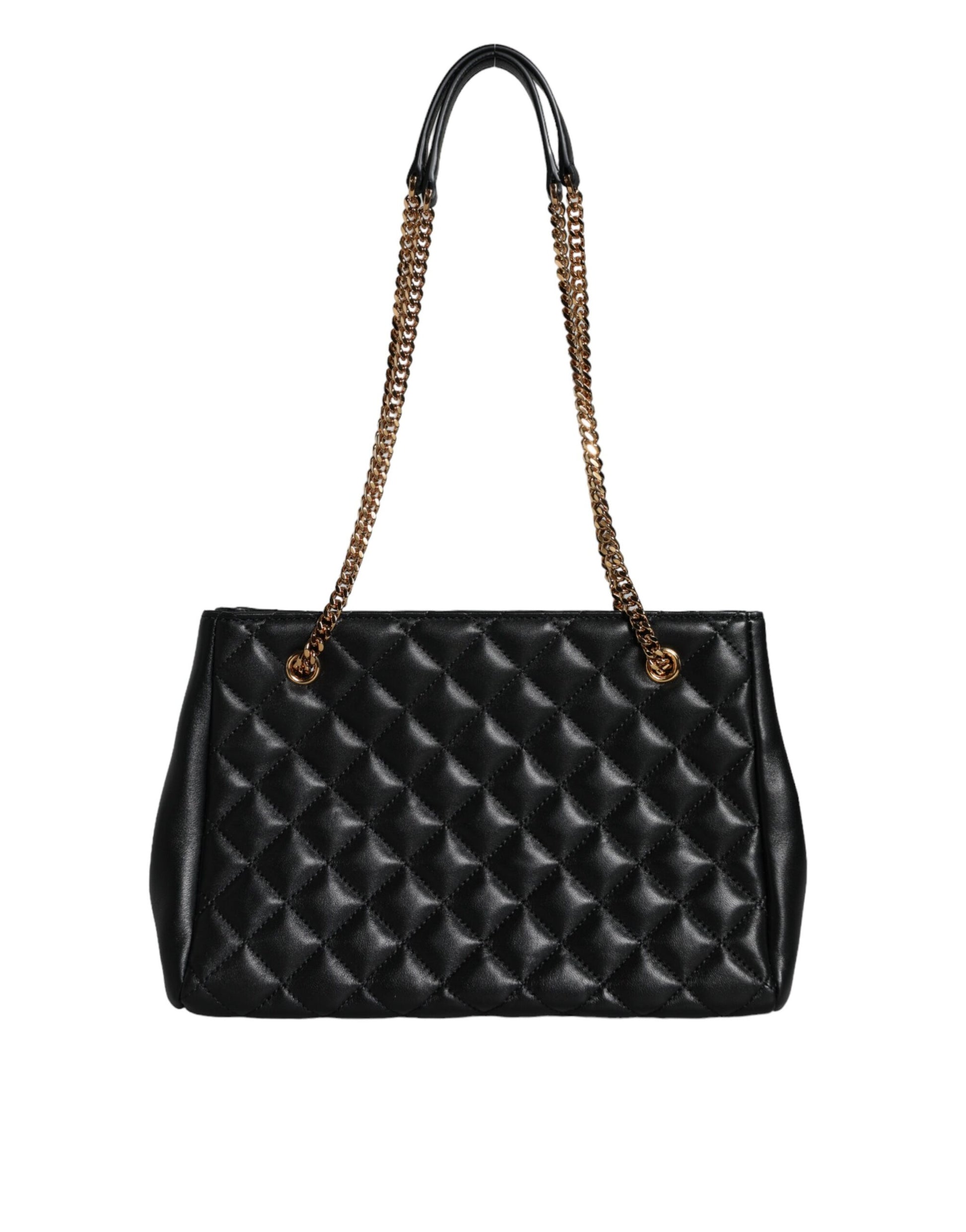 Black Quilted Nappa Leather Shoulder Chain Strap Bag