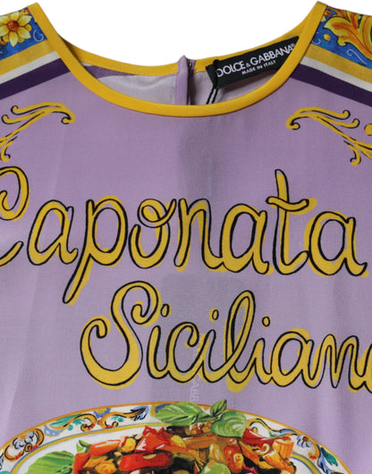 Purple Silk Caponata Siciliana Print Tank Top