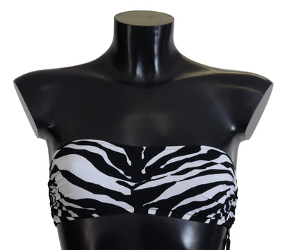 Black White Zebra Bandeau Swimwear Bikini Top