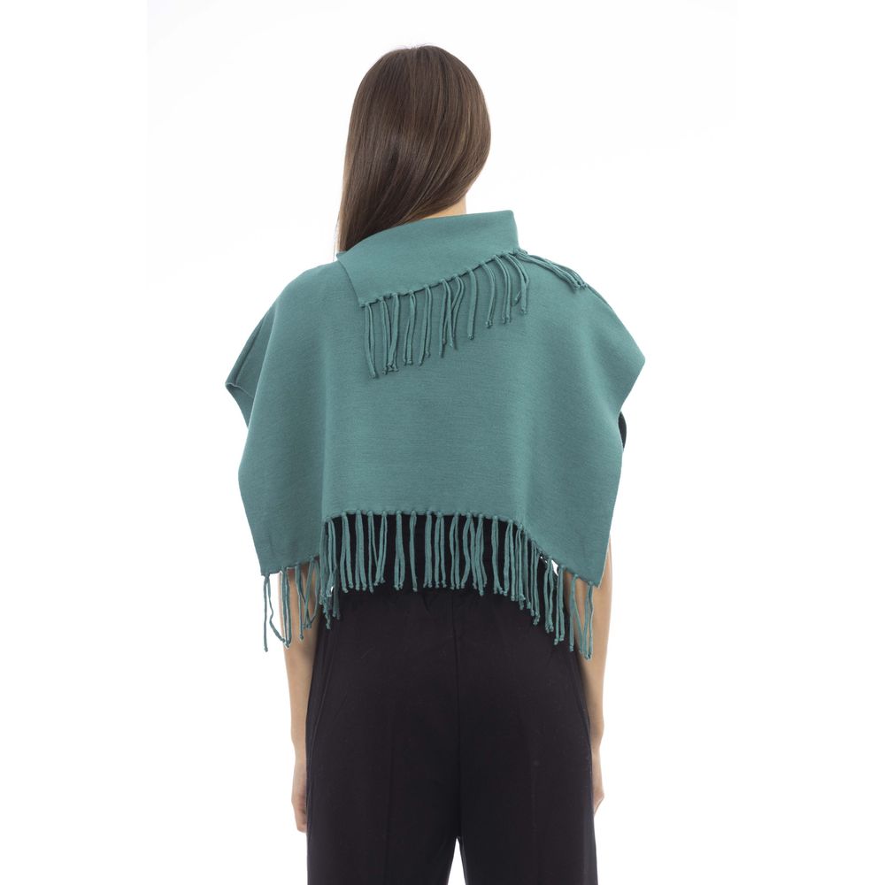 Green Wool Women Poncho