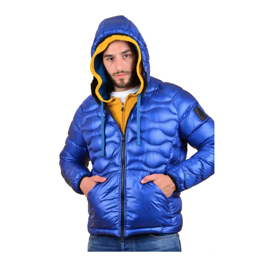 Blue Nylon Men's Down Jacket