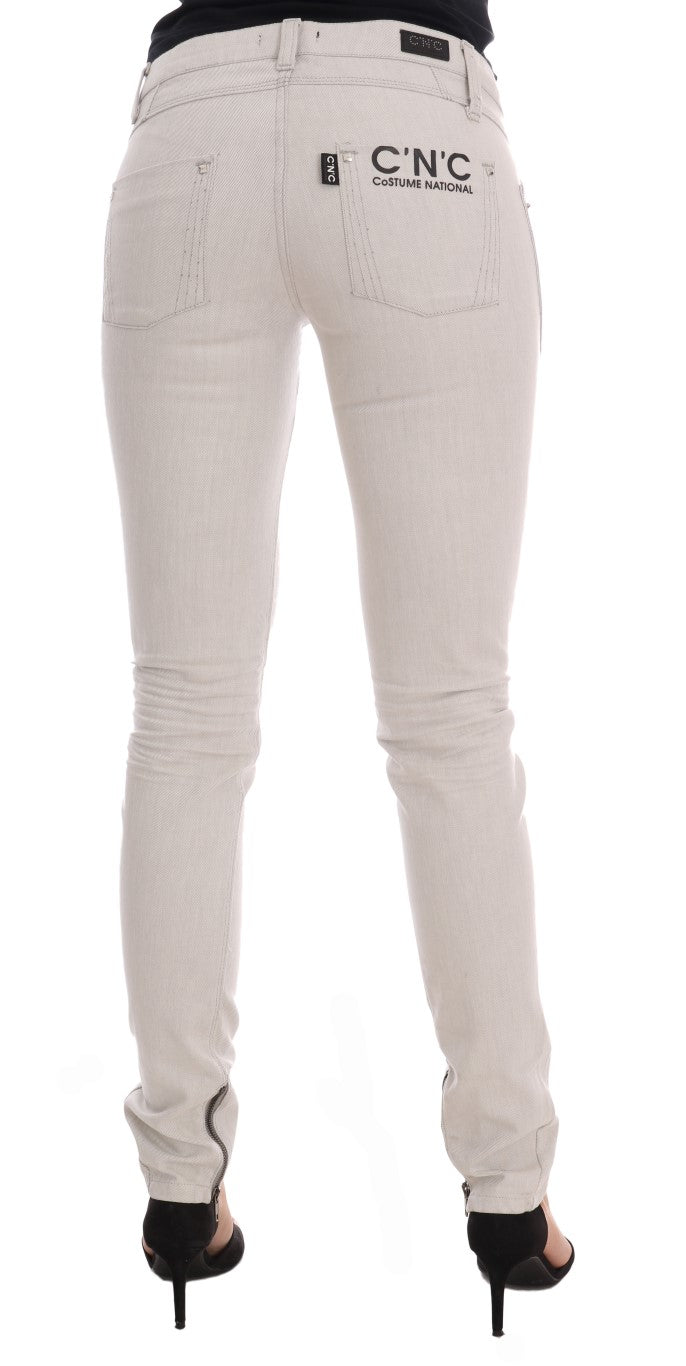 Chic White Slim-Fit Stretch Jeans