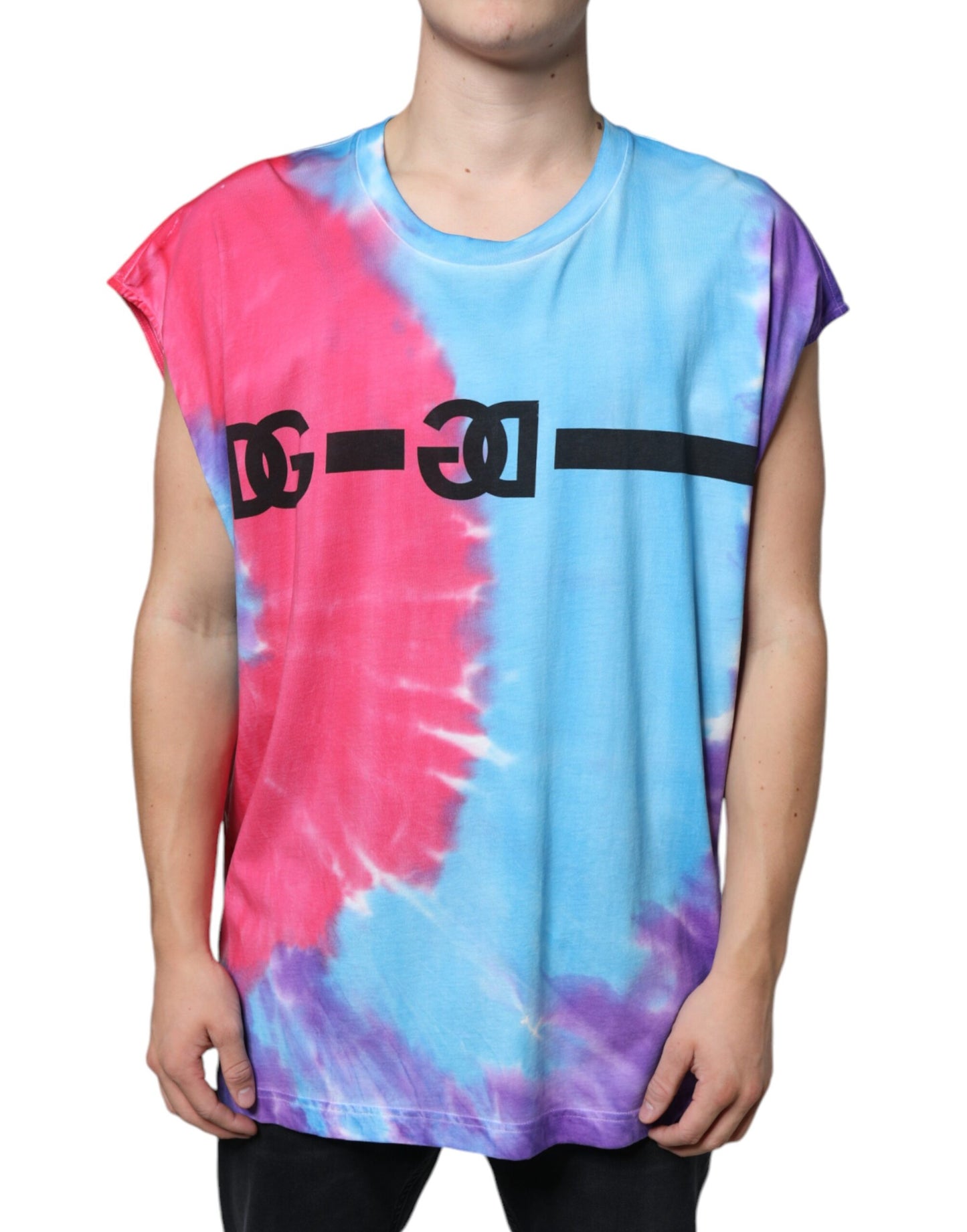 Multicolor Tie Dye Cotton Sleeveless T-shirt