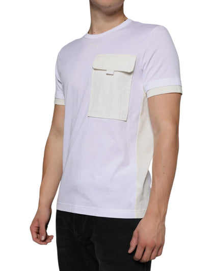 White Cotton Pocket Short Sleeves T-shirt