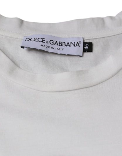 White Cotton DG Logo Print Casual T-shirt