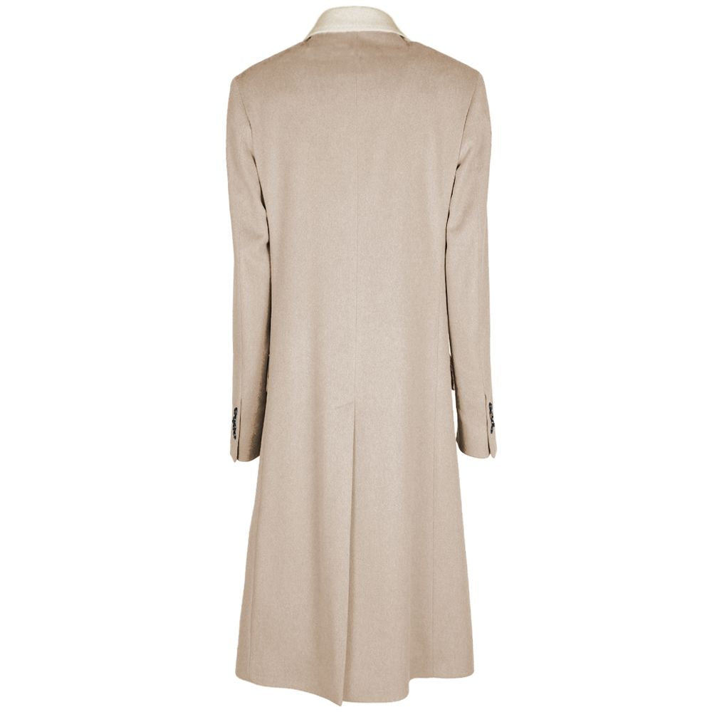 Beige Wool Women Coat