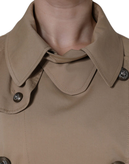 Khaki Double Breasted Trench Coat Jacket