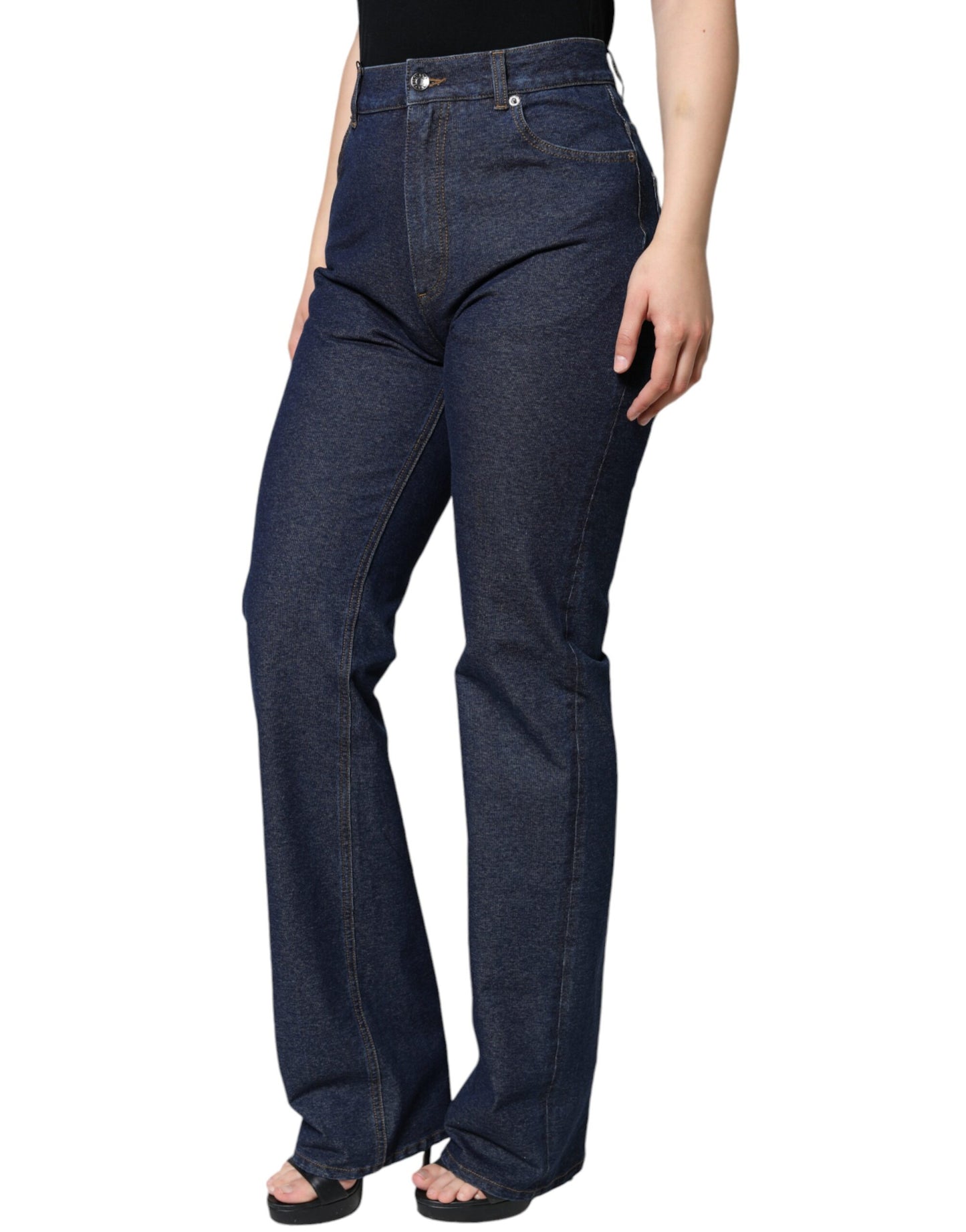 Dark Blue Cotton Stretch Straight Denim Jeans