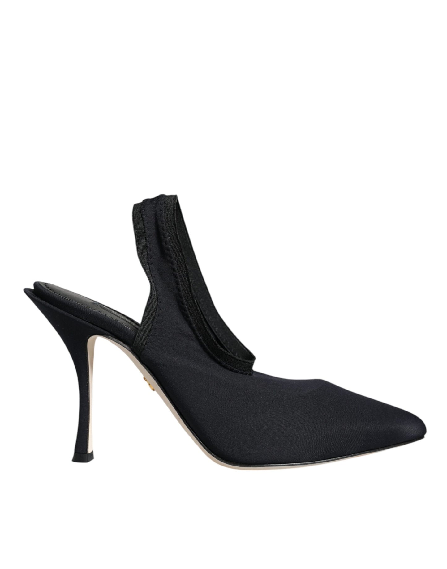 Black Jersey Stretch Heels Slingback Shoes