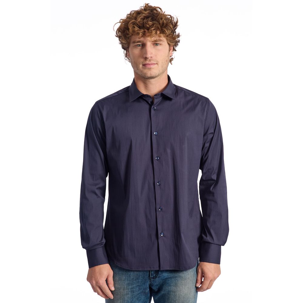 Blue Cotton Men Shirt