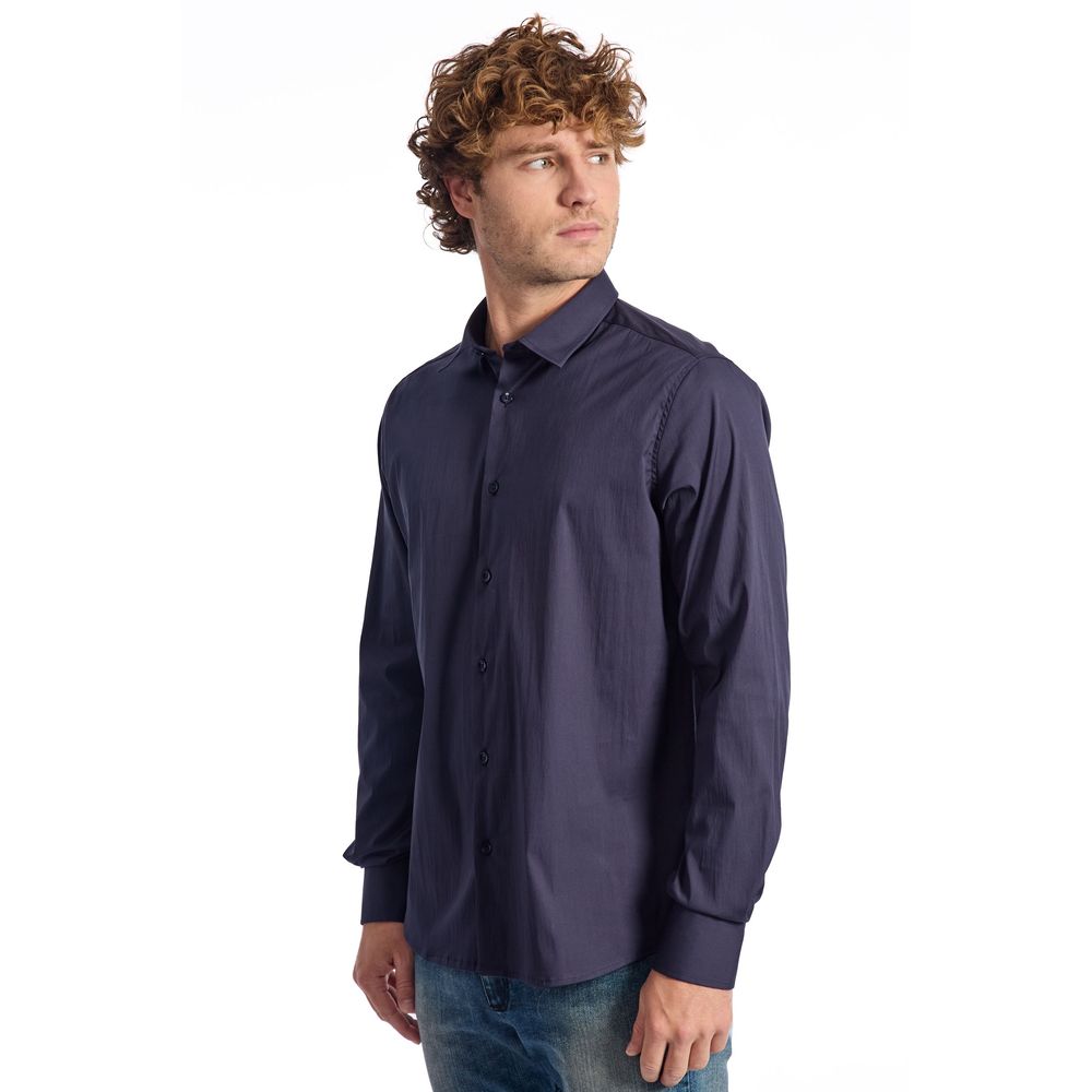 Blue Cotton Men Shirt