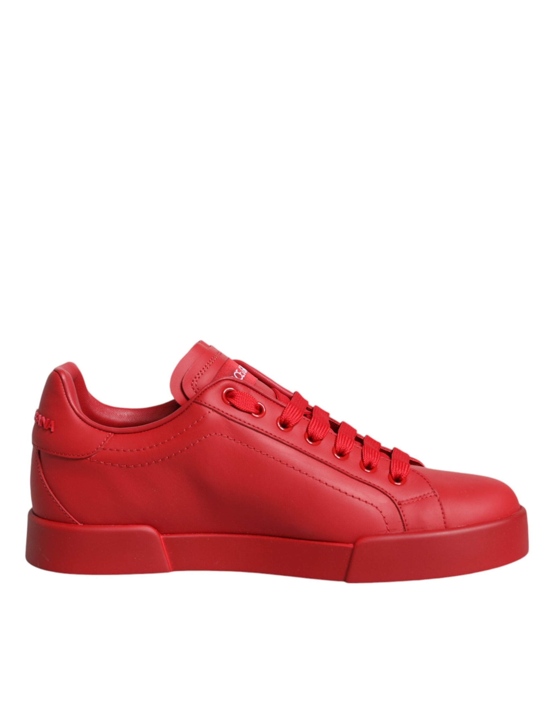 Red Leather Low Top Women Sneakers Shoes