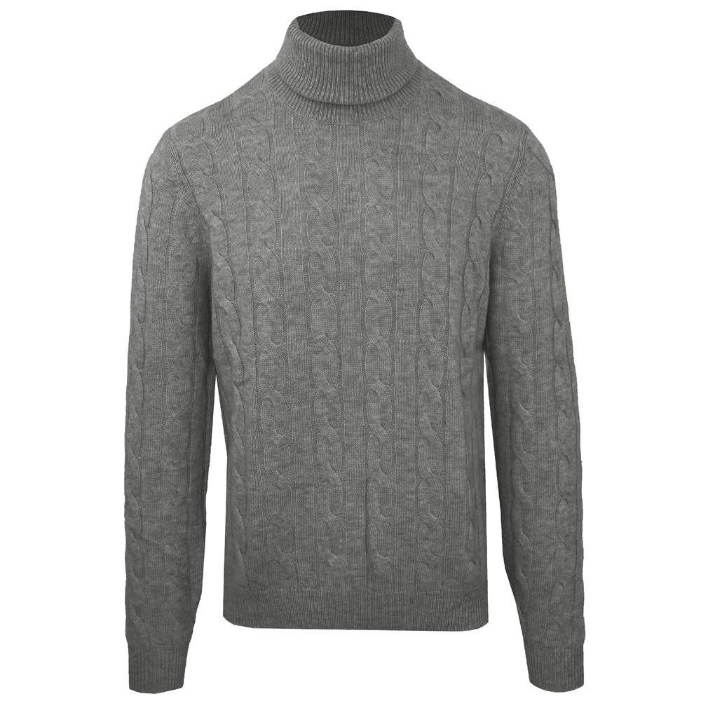 Gray Wool Men Turtleneck Sweater