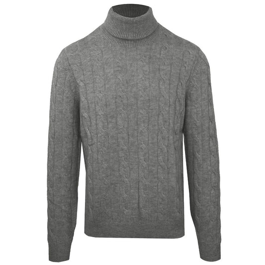 Gray Wool Men Turtleneck Sweater