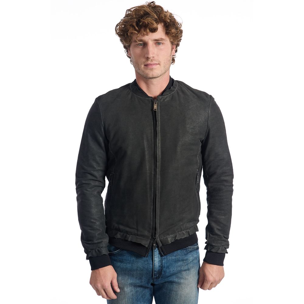 "Gray Lambskin Men Jacket"