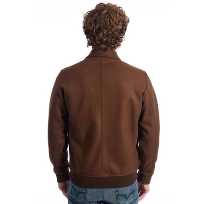 Brown Polyester Men Jacket