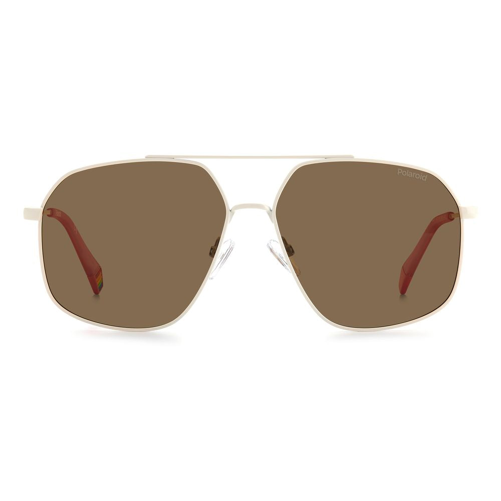 Beige Stainless Steel Sunglasses