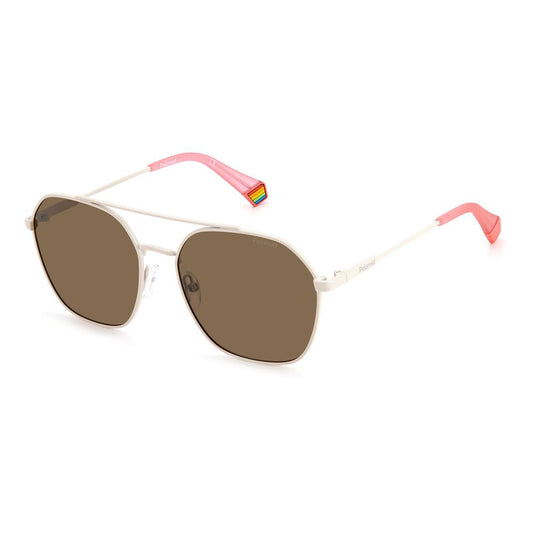 Beige Stainless Steel Sunglasses