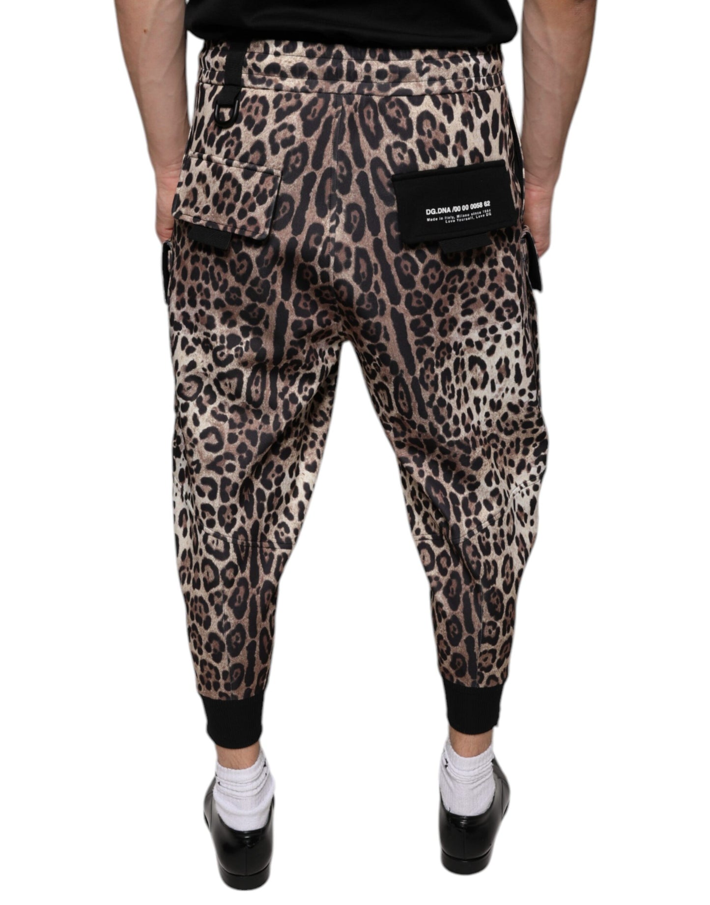 Brown Leopard Polyester Jogger Pants