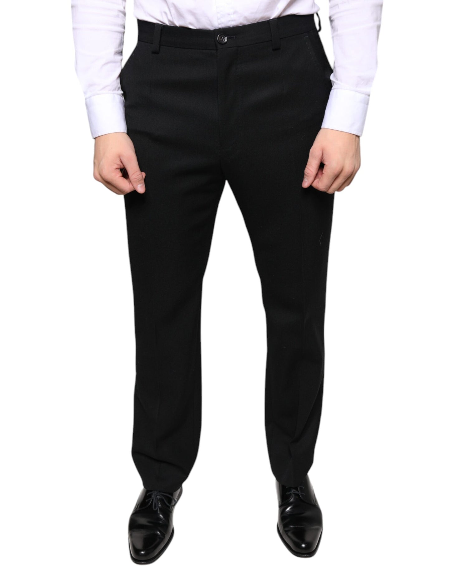 Black Wool Skinny Men Dress Pants