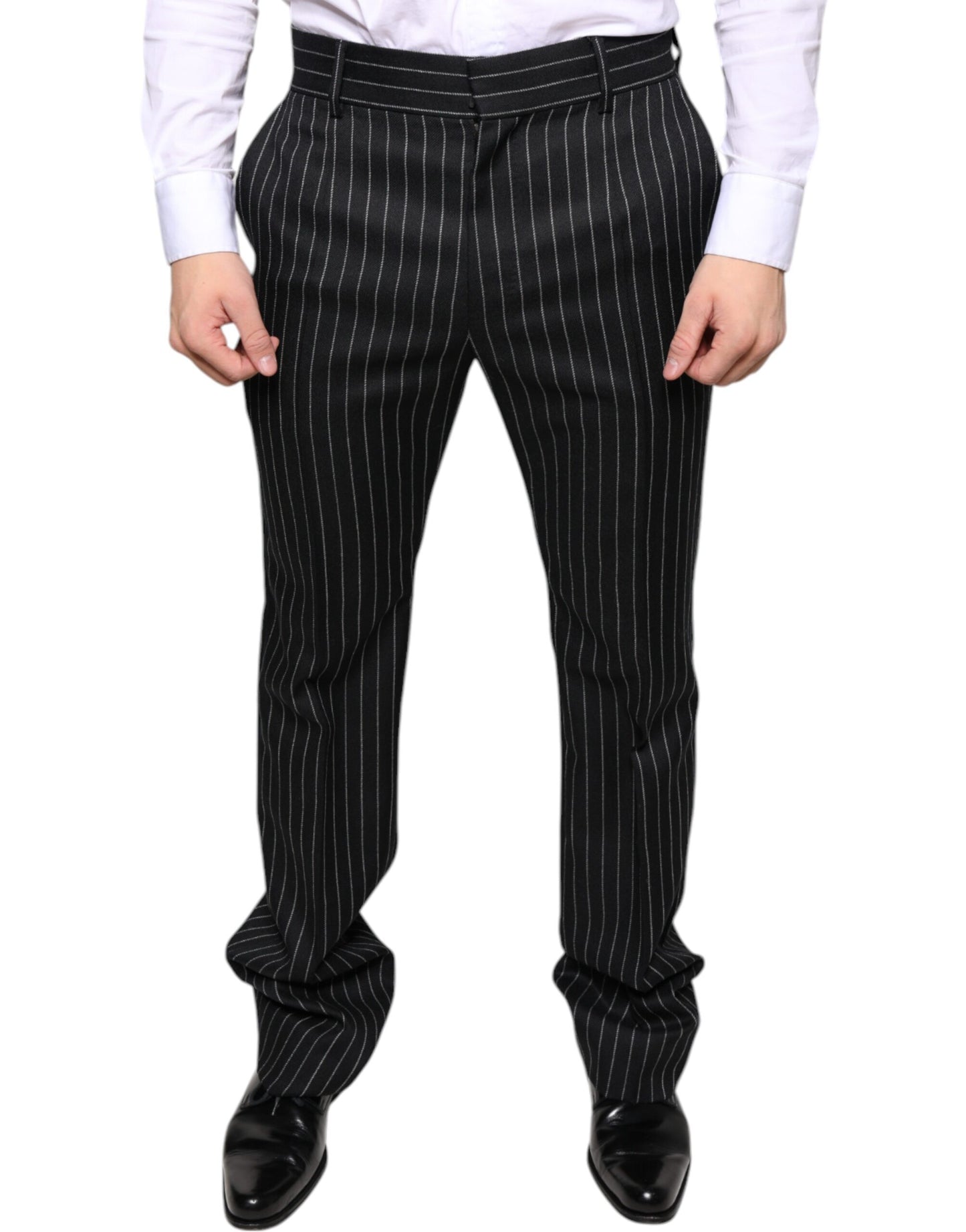 Black Stripes Skinny Men Dress Pants