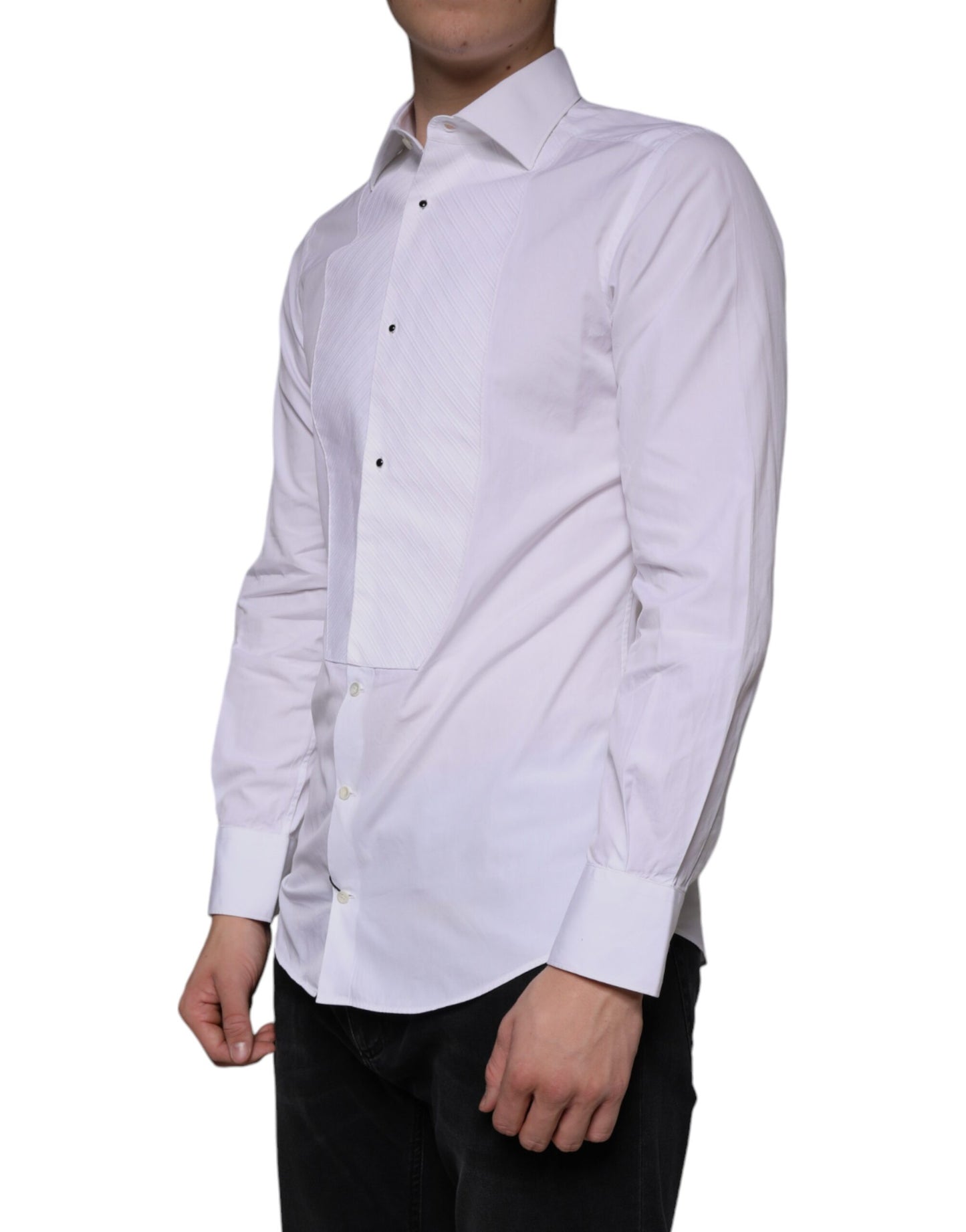 White Bib Cotton Poplin GOLD Men Formal Shirt