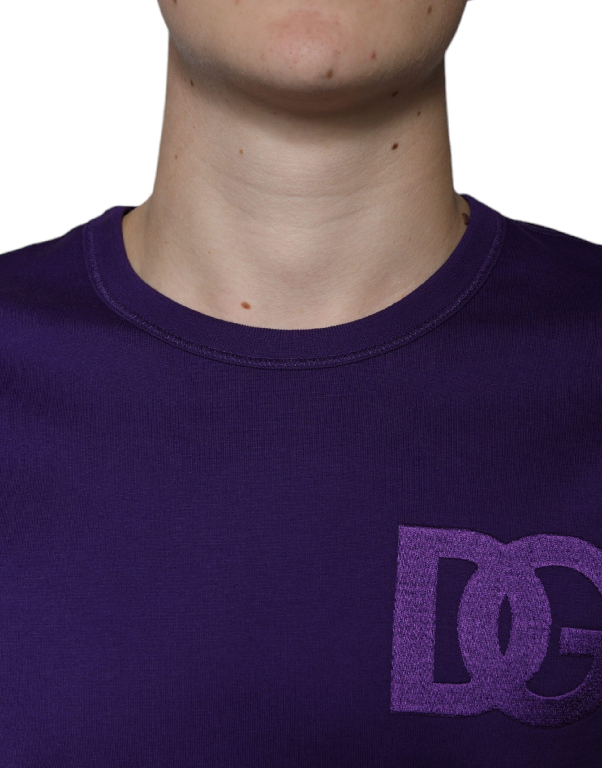 Purple DG Logo Cotton Crew Neck T-shirt