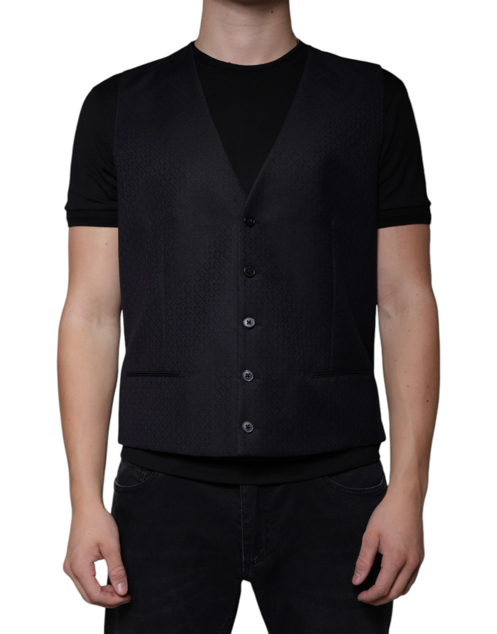 Black Wool Waistcoat Dress Formal Vest