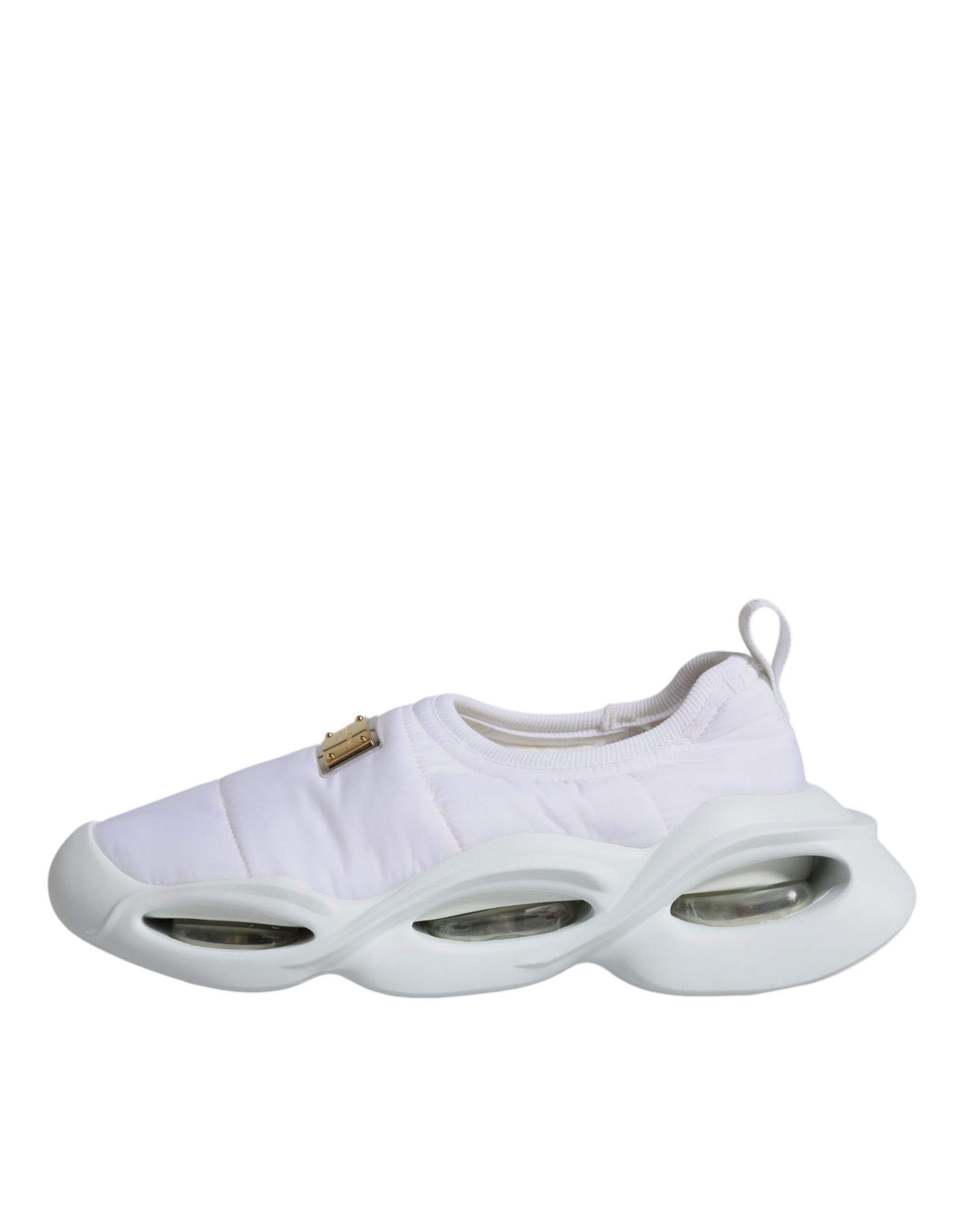 White Padded Fabric Low Top Sneakers Shoes