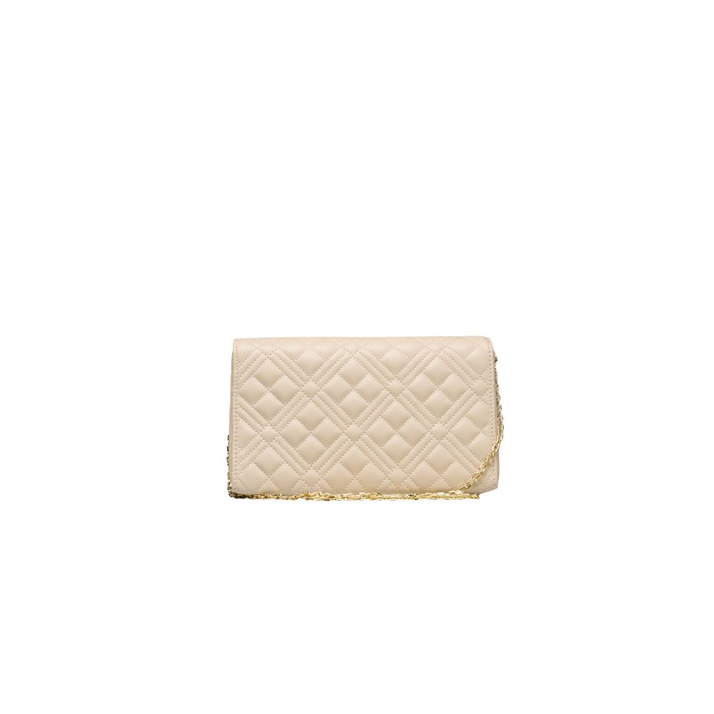 Beige Polyethylene Women Crossbody Bag