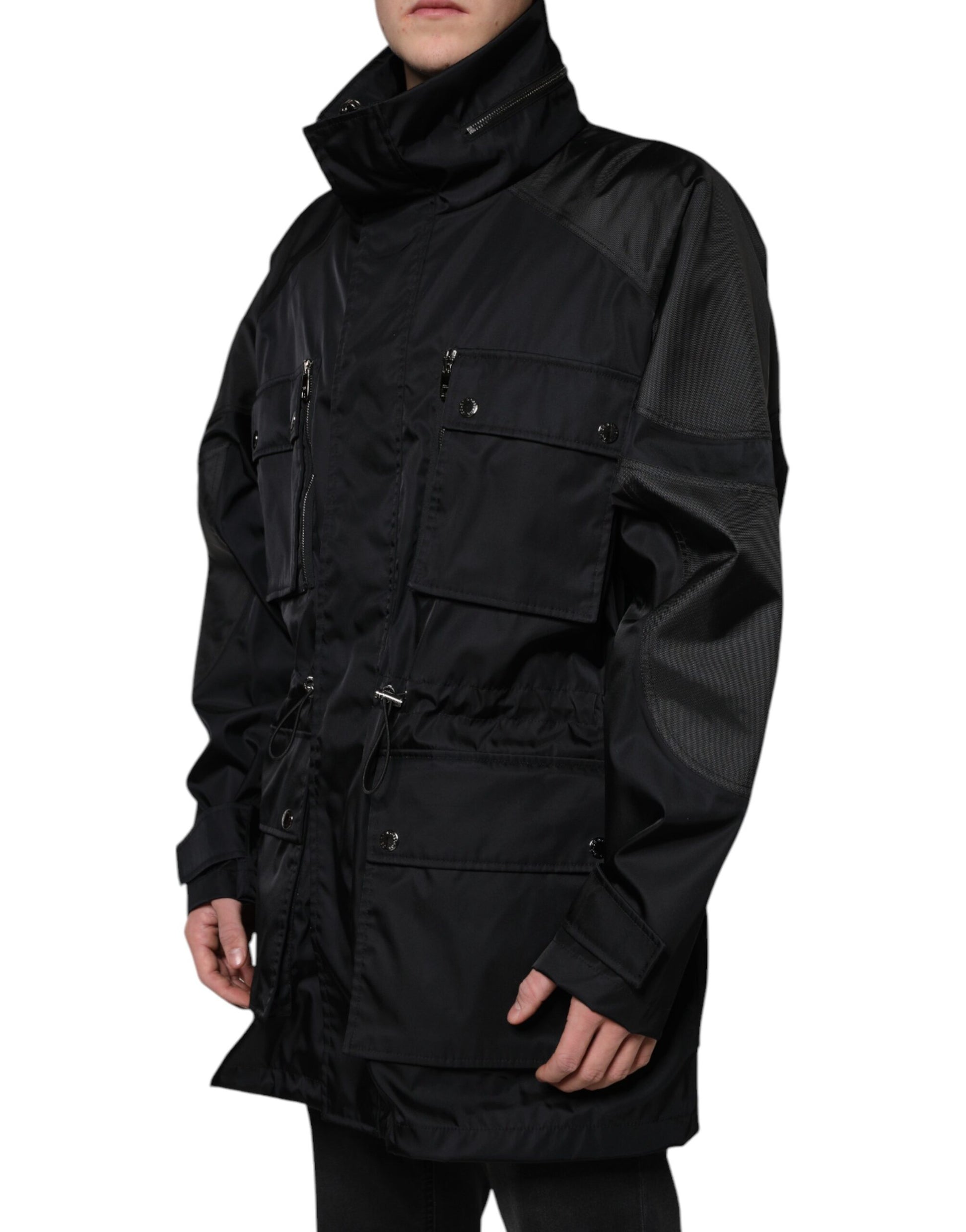 Black Nylon Winter Men Parka Coat Jacket