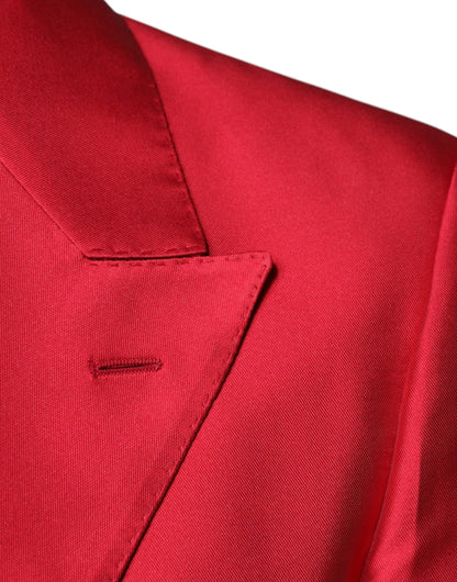 Red Polyester Single Breasted Formal Suit