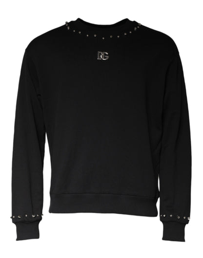 Black Logo Stud Pullover Sweatshirt Sweater