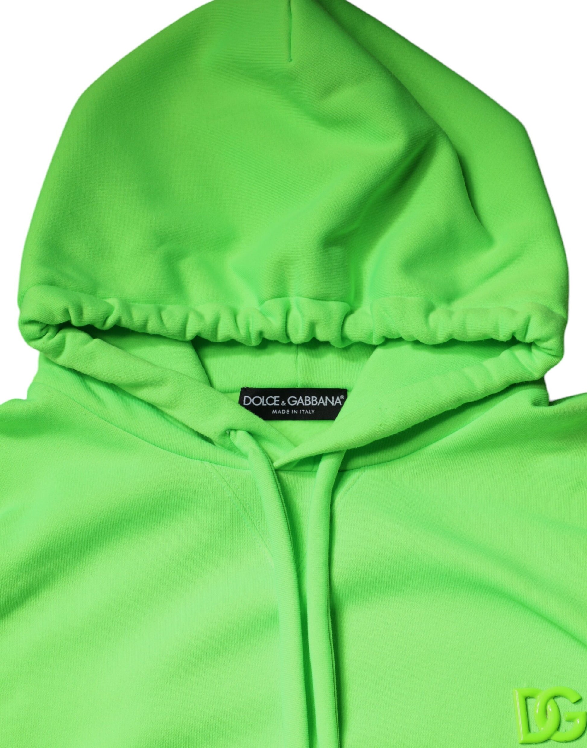 Green Logo Hooded Pullover Men Sweatshirt Sweater