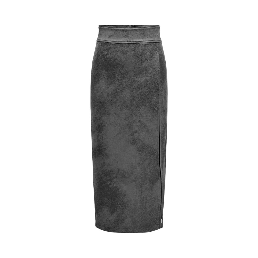 Gray Synthetic Leather Skirt