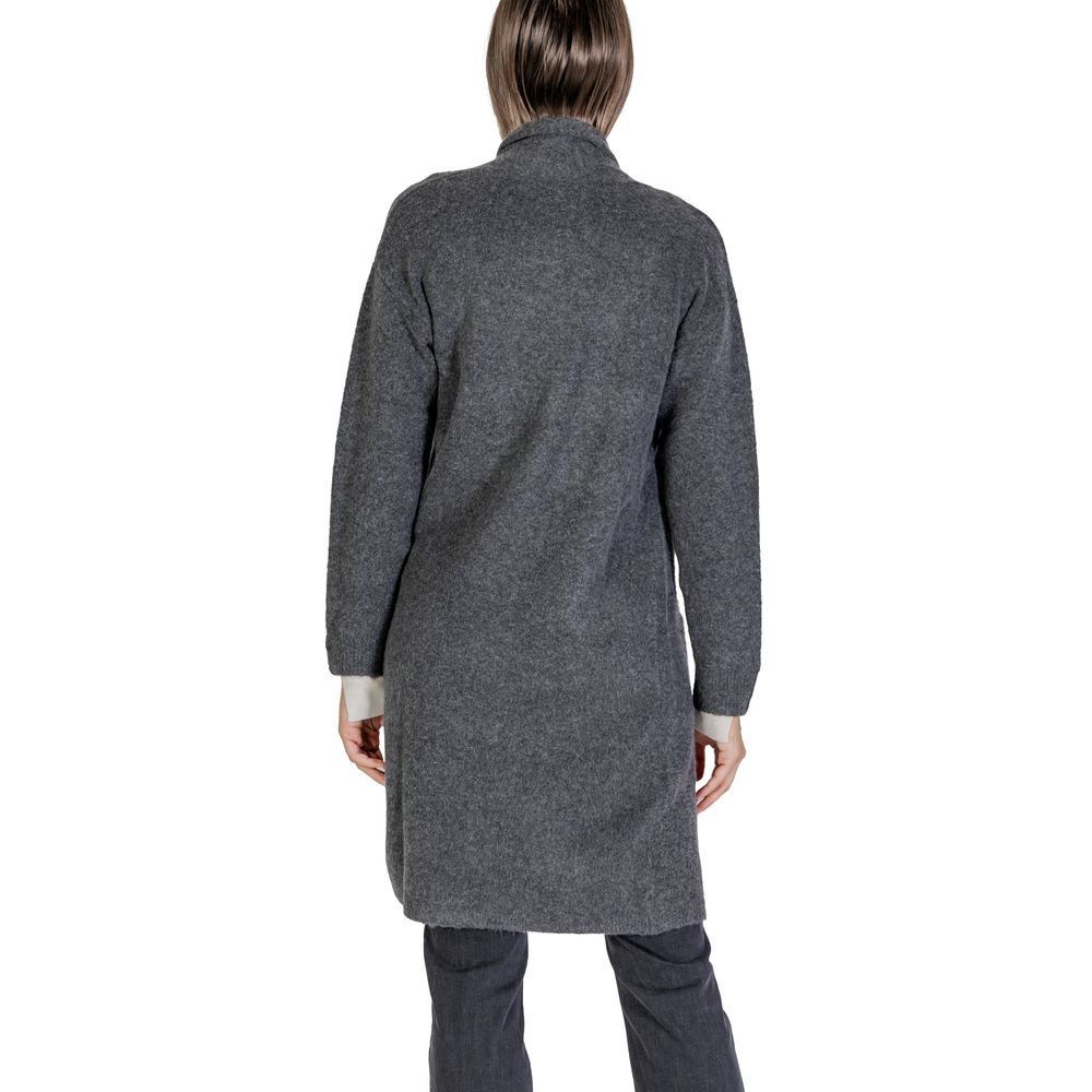 Gray Polyester Cardigan