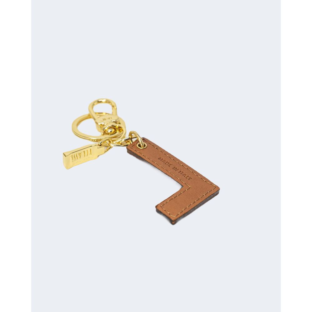 Beige Leather Keychain