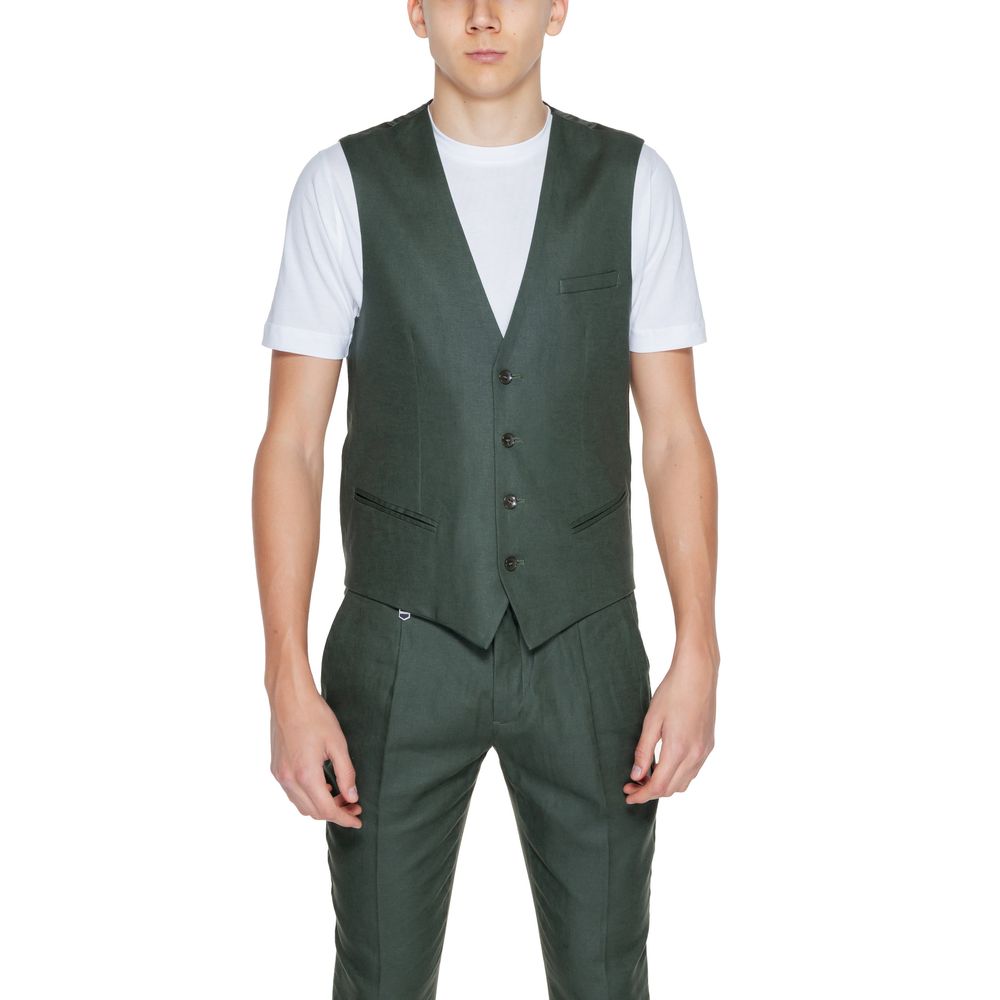 Green Linen Vest