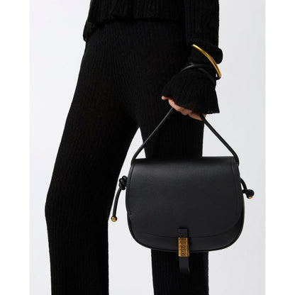 Black Leather Women Crossbody Bag