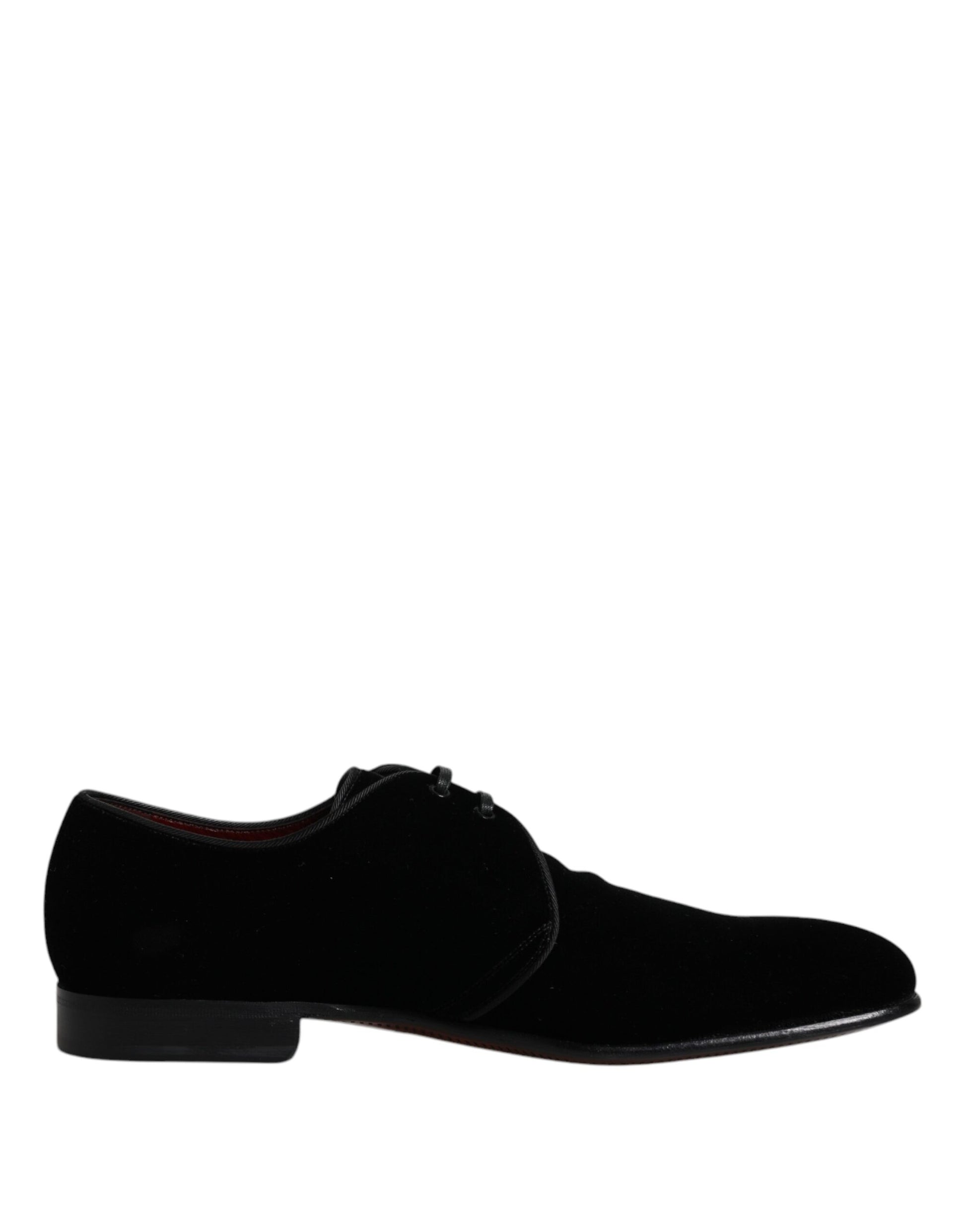 Black Velvet Leather Lace Up Men Derby Shoes