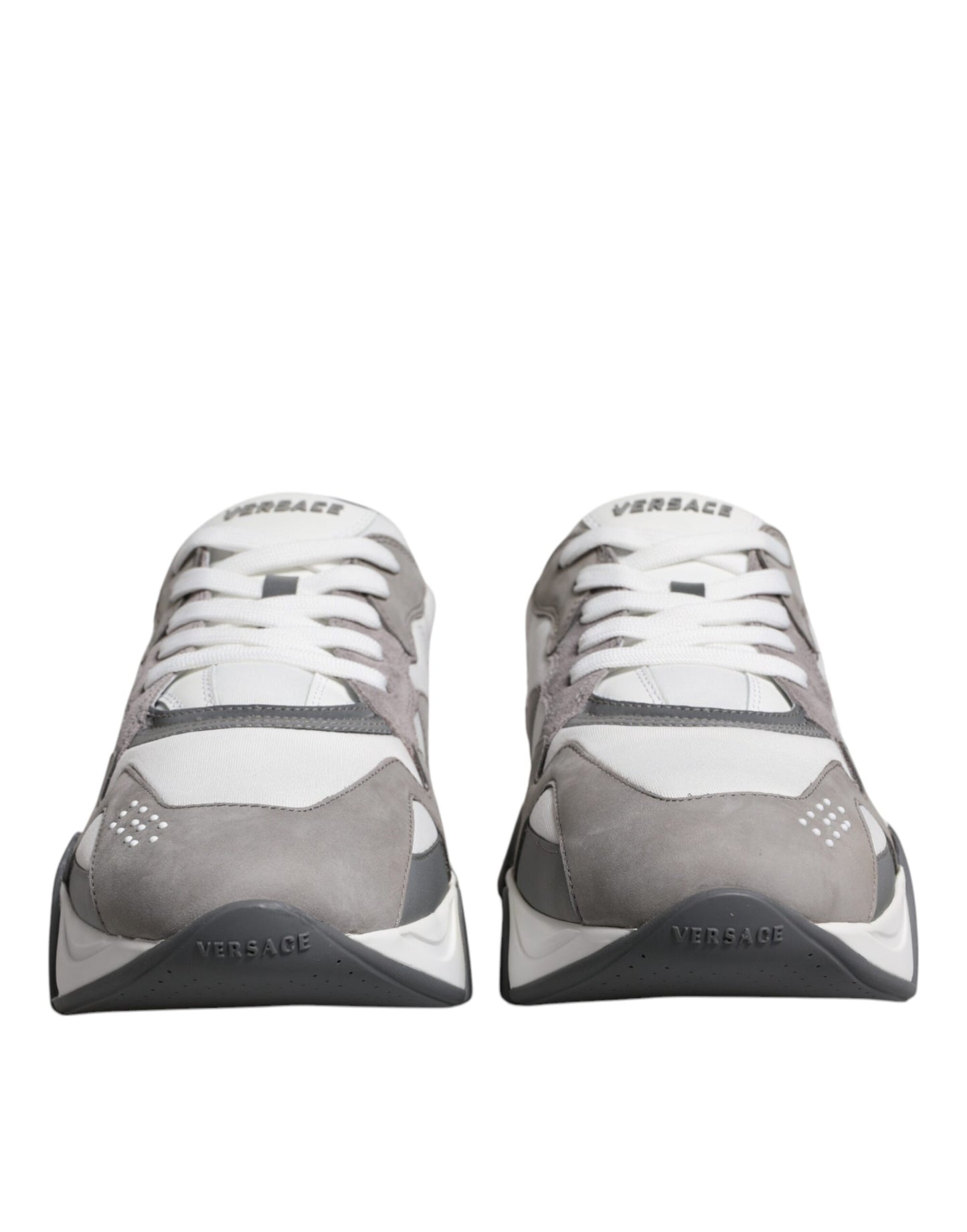 Grey Leather Neoprene Chunky Low Top Squalo Sneakers Shoes