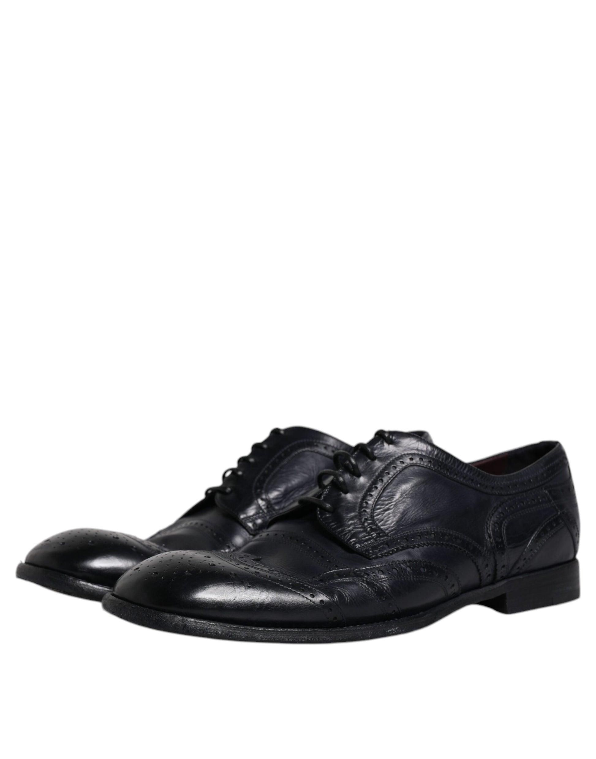 Blue Leather Derby Wingtip Formal Shoes